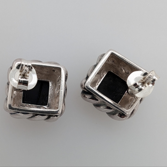 925 Silver Earrings with Onyx. - Picture 5 of 6